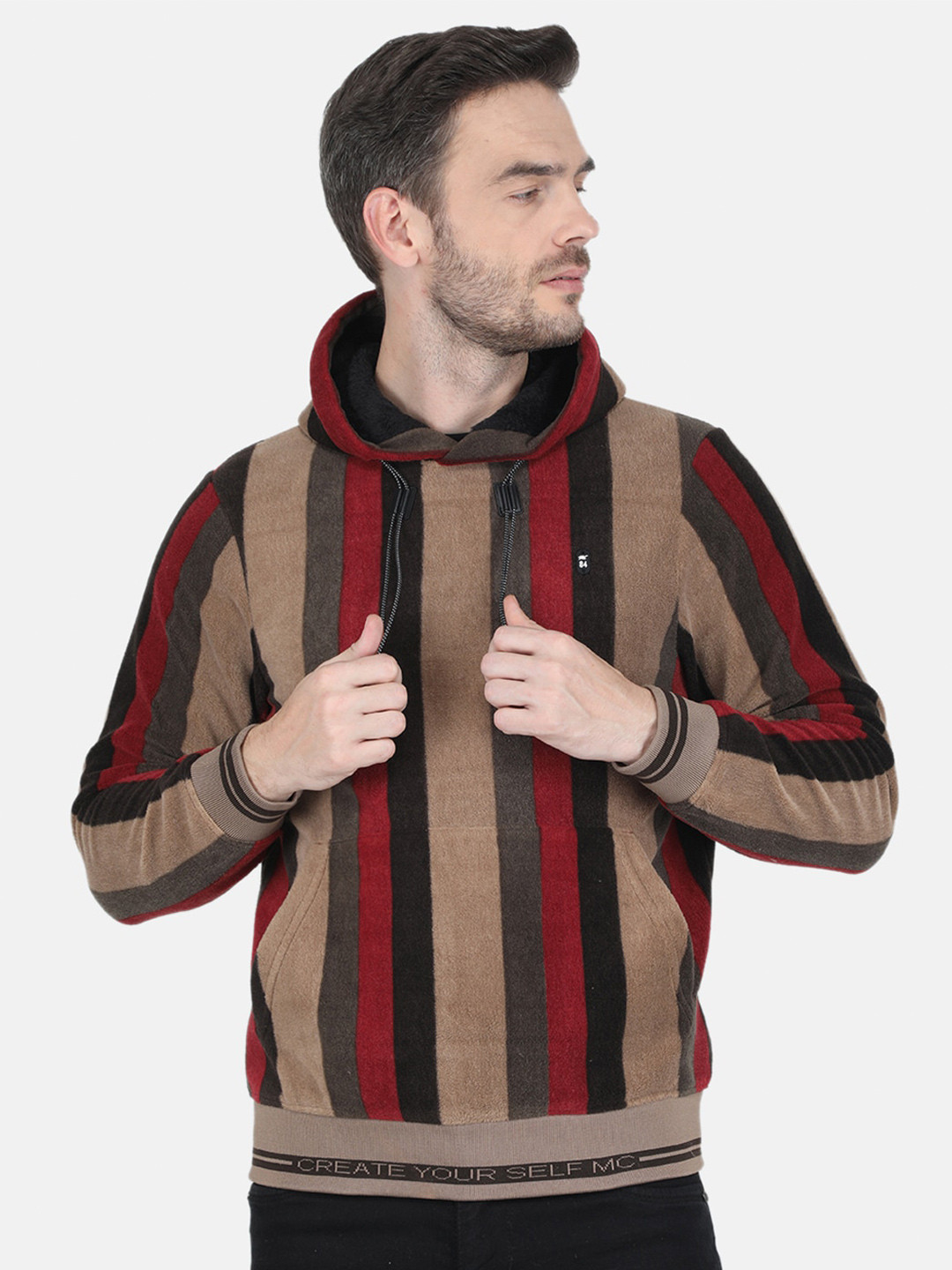 

Monte Carlo Men Red Printed Hooded Cotton Sweatshirt