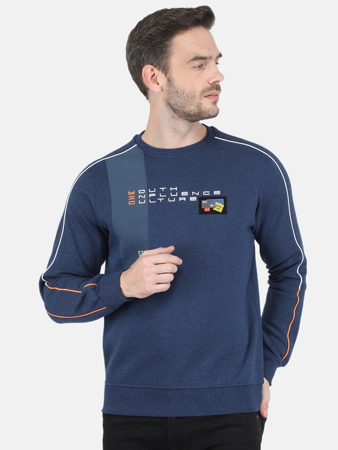 

Monte Carlo Round Neck Cotton Sweatshirt, Navy blue