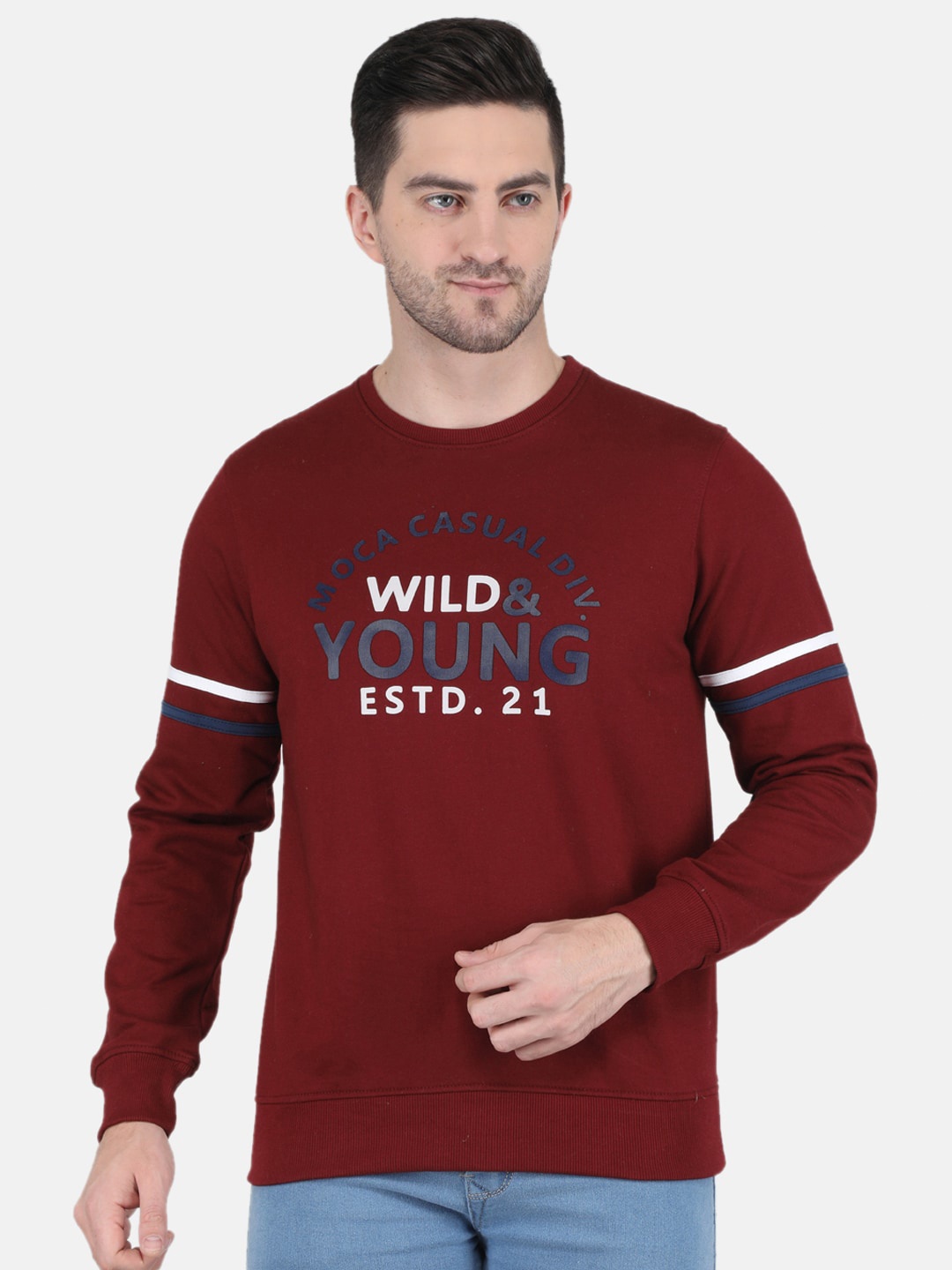 

Monte Carlo Men Maroon Printed Cotton Sweatshirt