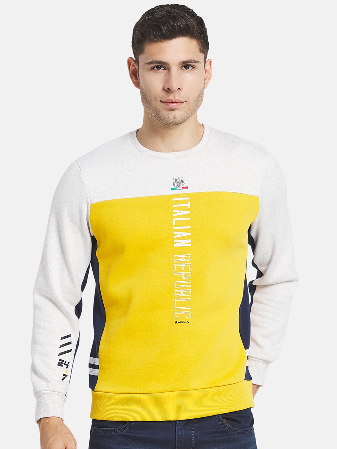 

Monte Carlo Men Yellow Printed Cotton Sweatshirt