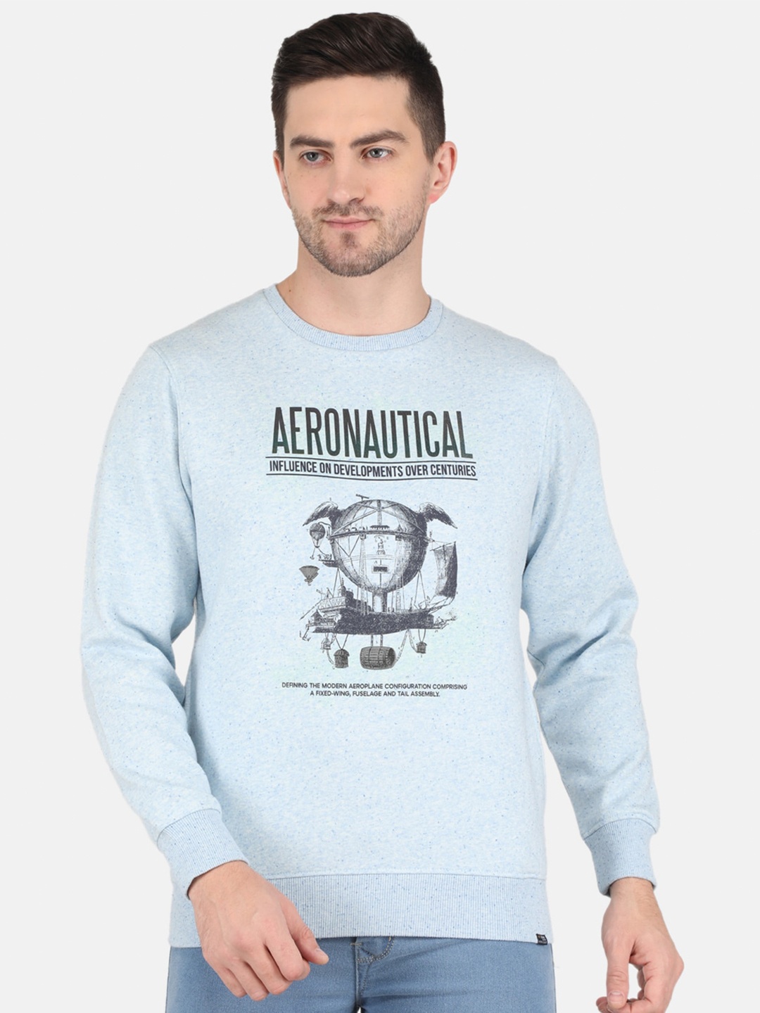 

Monte Carlo Men Blue Printed Cotton Sweatshirt