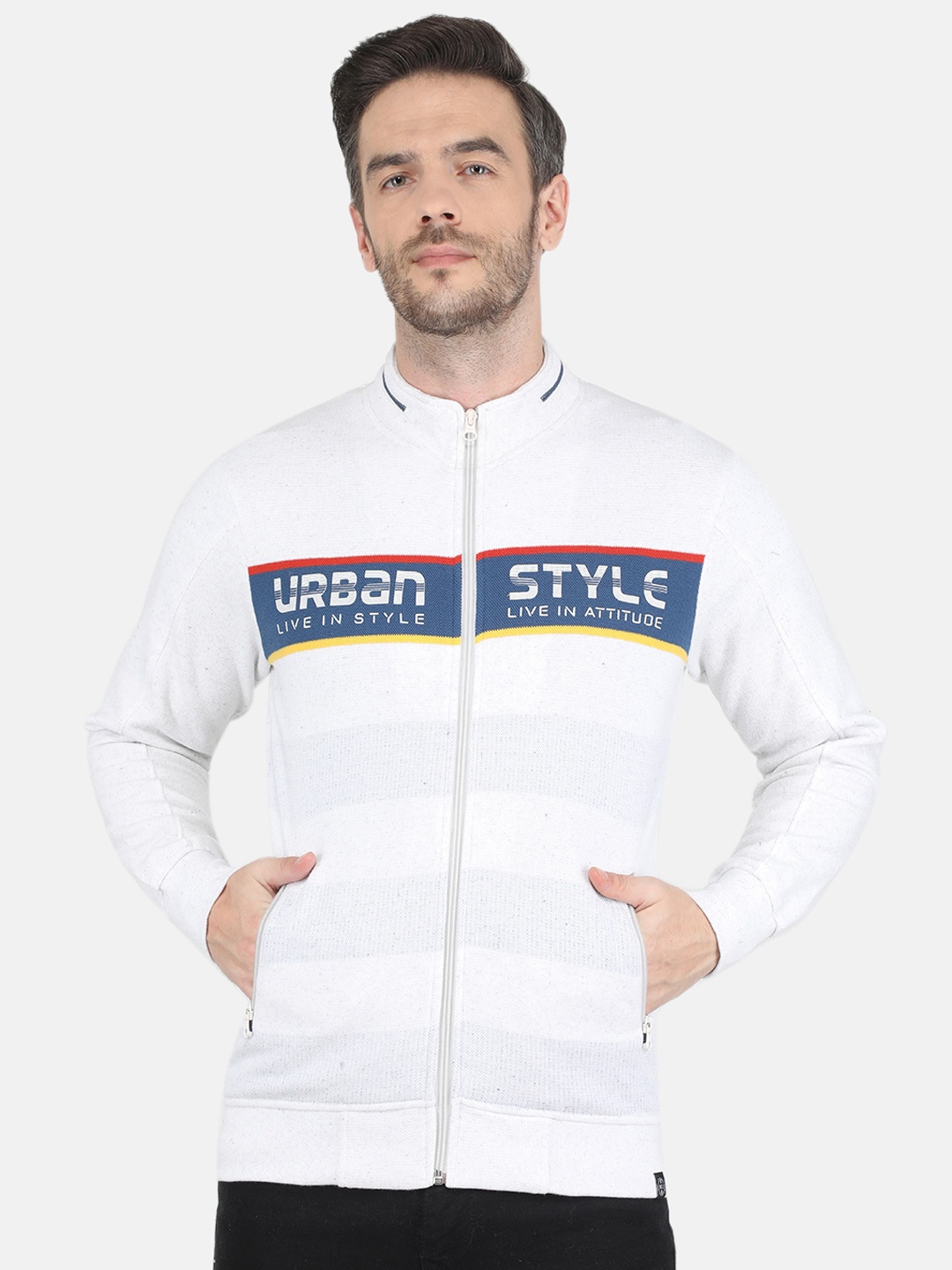 

Monte Carlo Men White Striped Cotton Sweatshirt