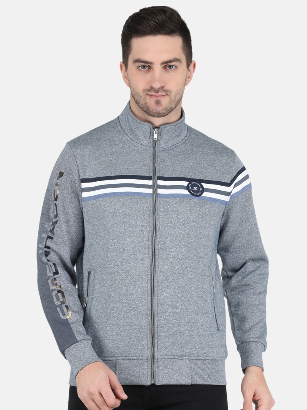 

Monte Carlo Men Blue Striped Sweatshirt
