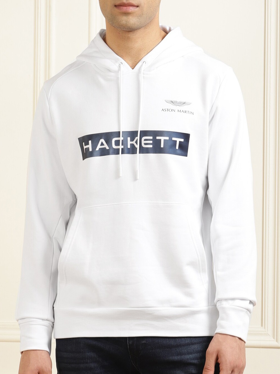 

HACKETT LONDON Men White Cotton Printed Hooded Sweatshirt