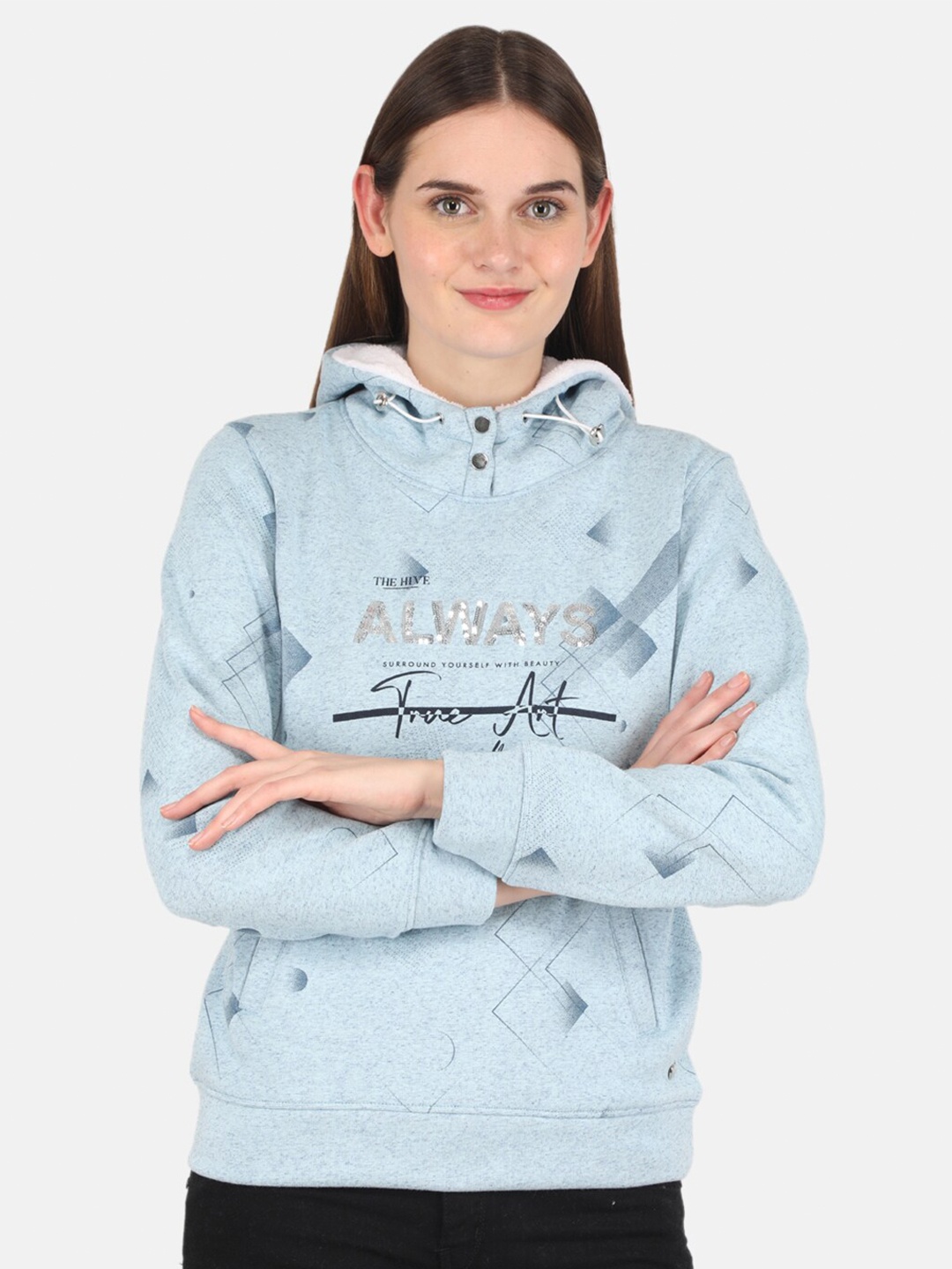 

Monte Carlo Women Blue Printed Sweatshirt