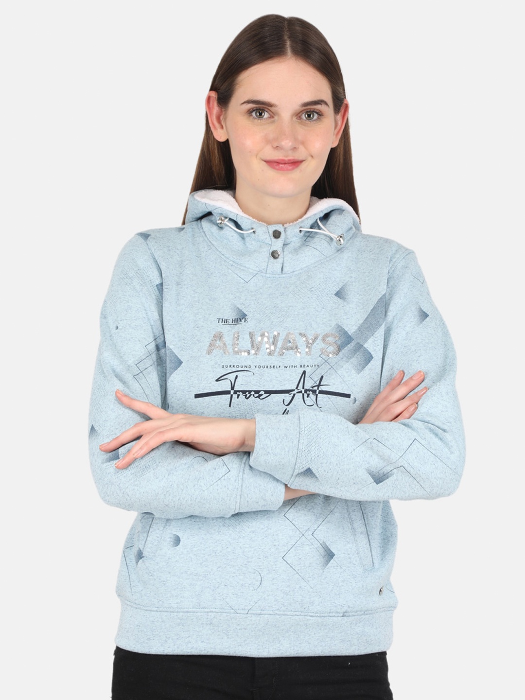 

Monte Carlo Women Blue Printed Sweatshirt