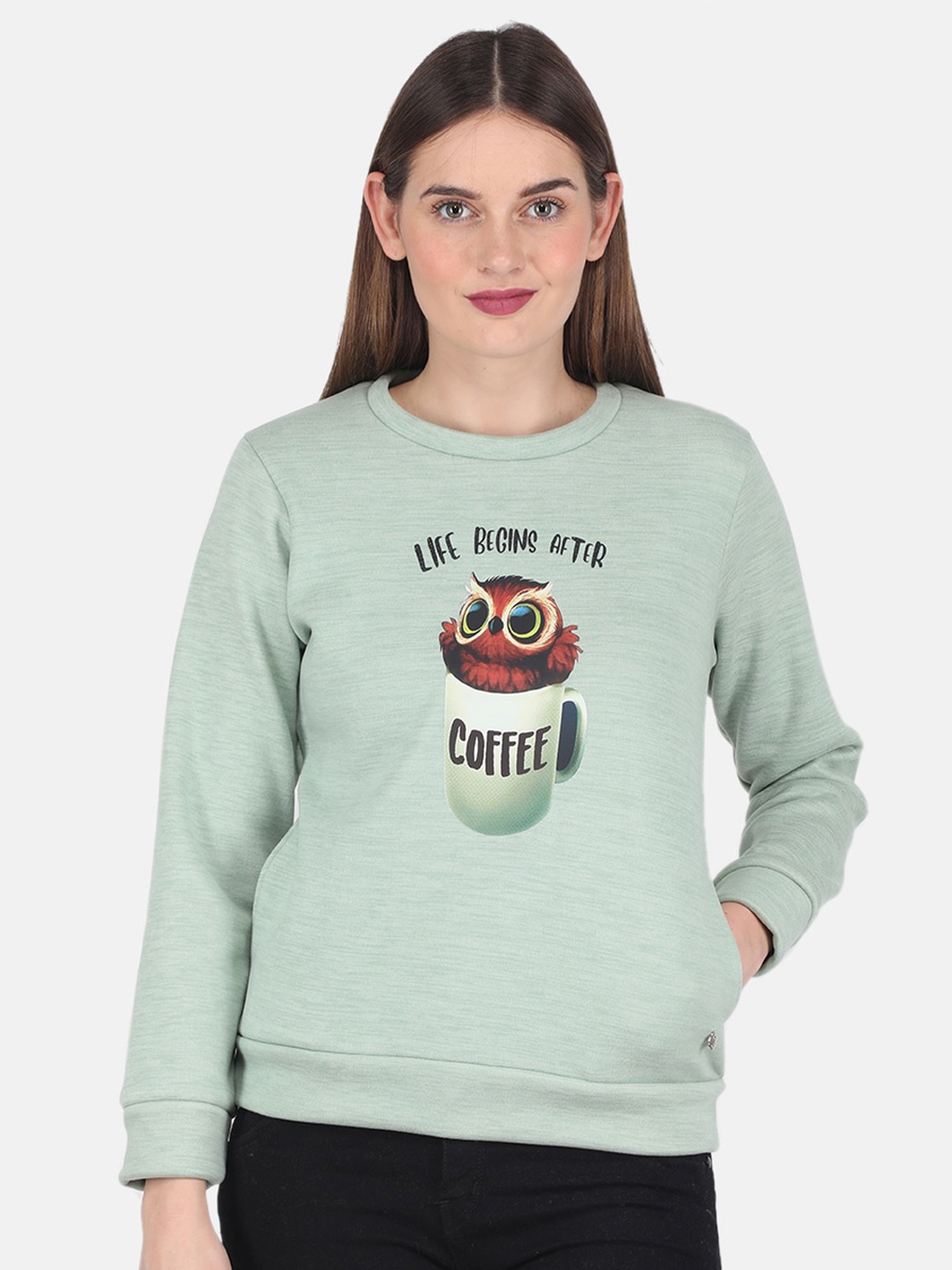 

Monte Carlo Women Green Printed Sweatshirt