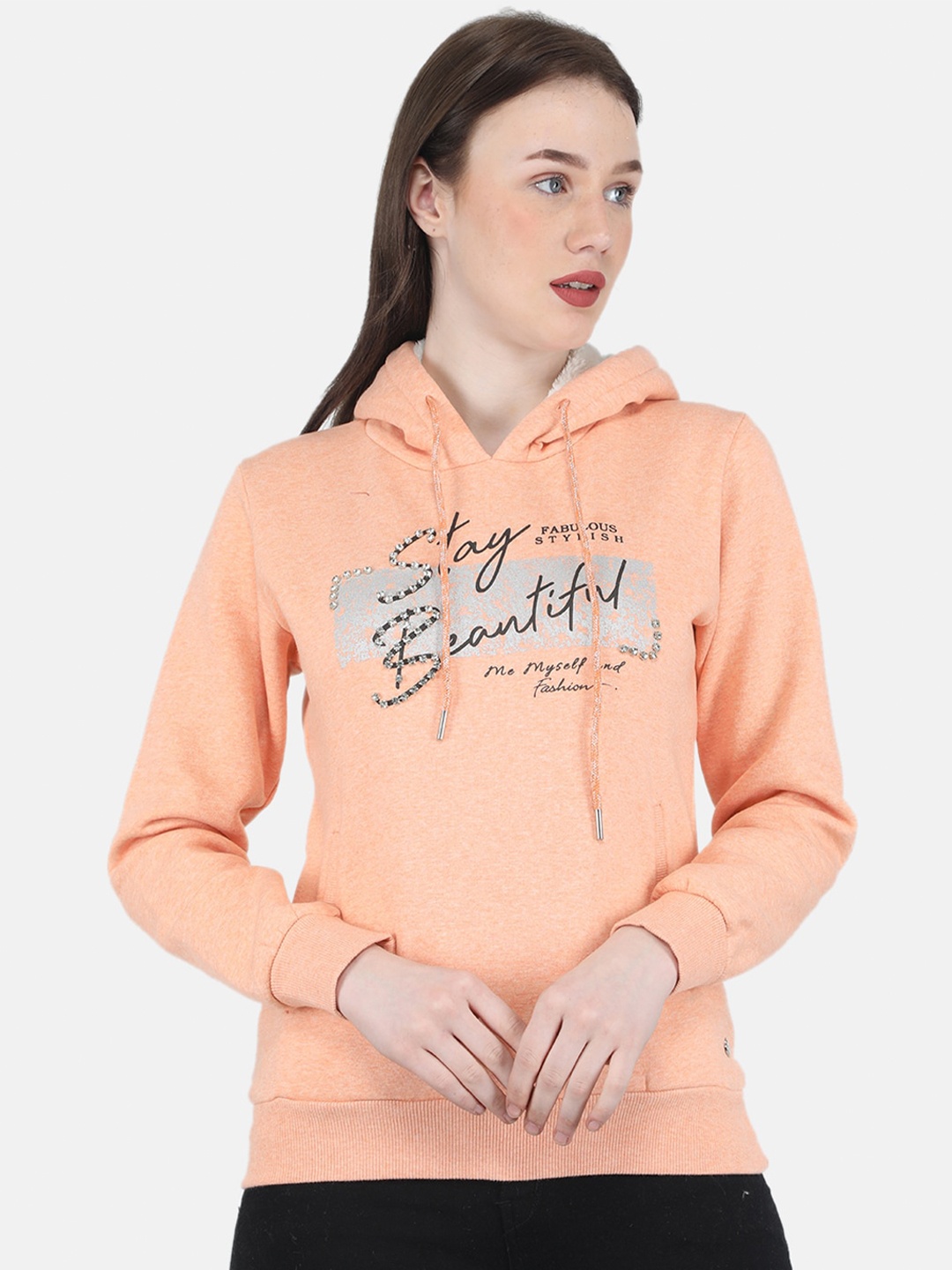 

Monte Carlo Women Peach-Coloured Printed Sweatshirt