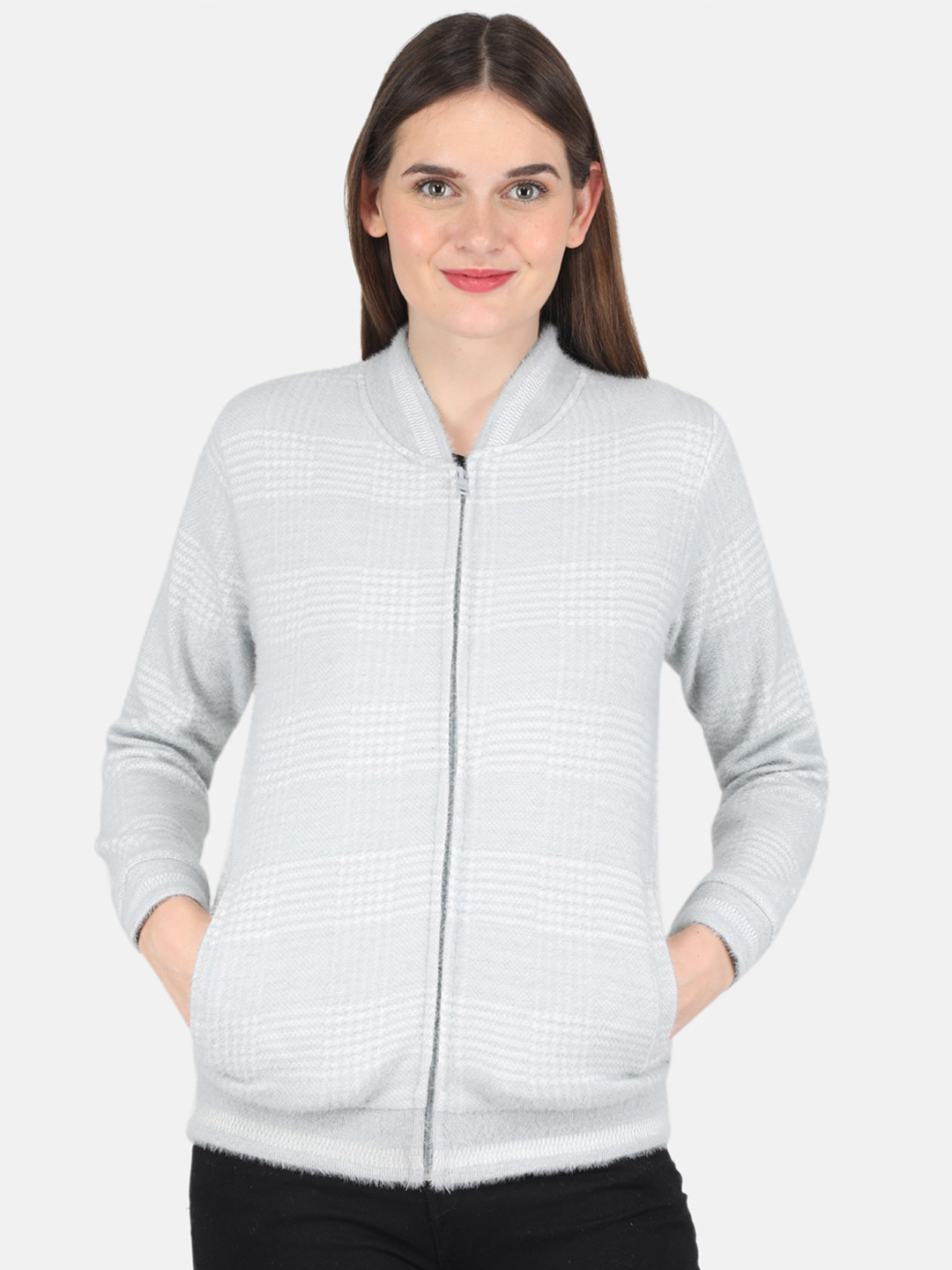 

Monte Carlo Women Blue Checked Sweatshirt