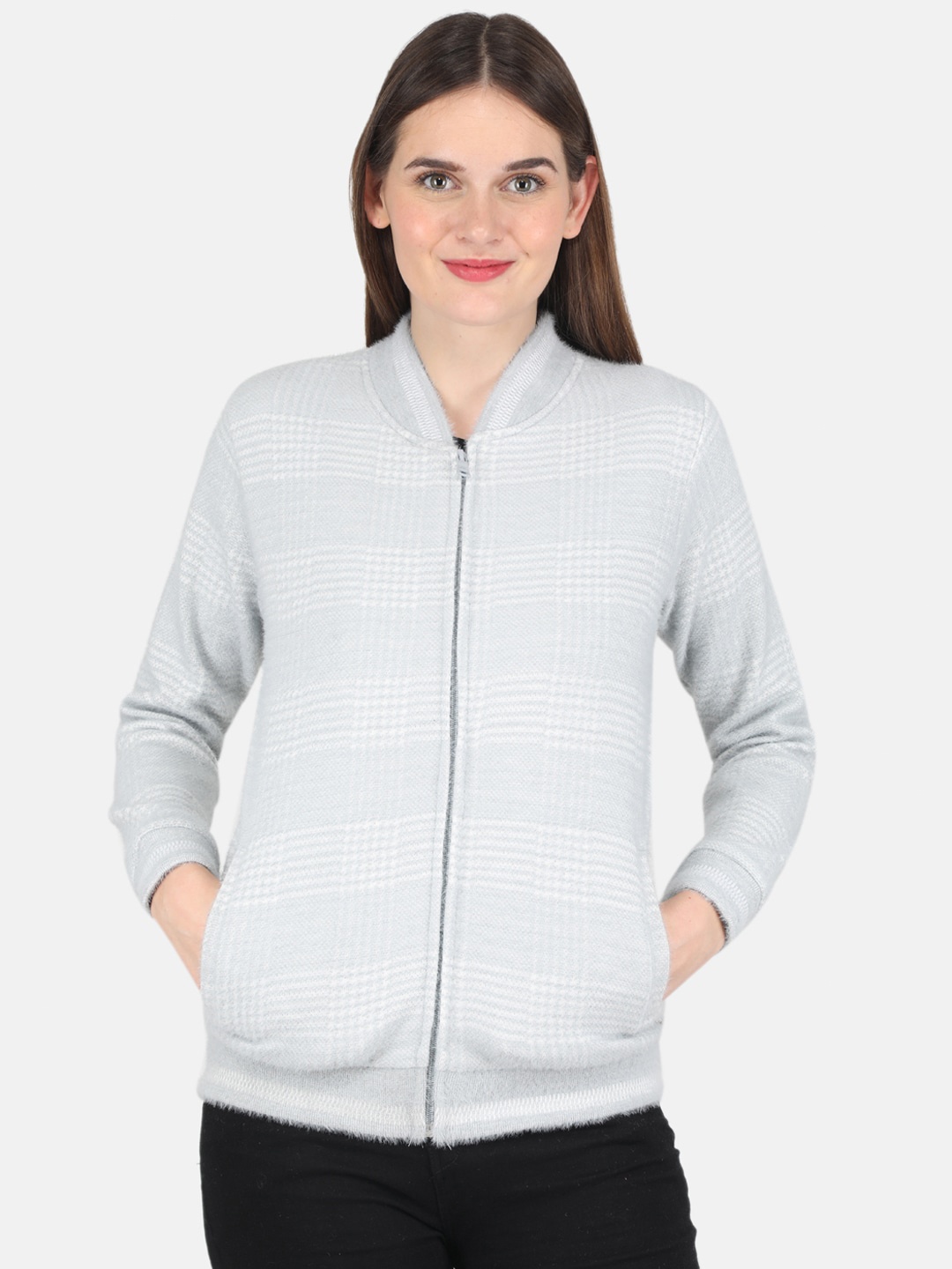 

Monte Carlo Women Blue Checked Sweatshirt