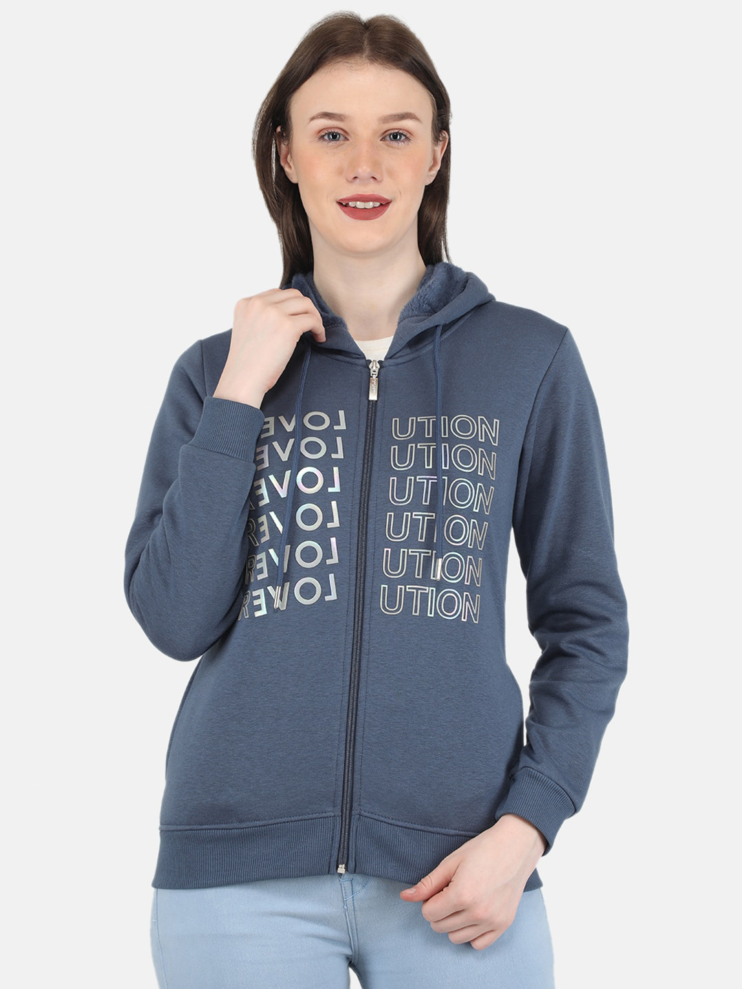 

Monte Carlo Women Blue Printed Sweatshirt