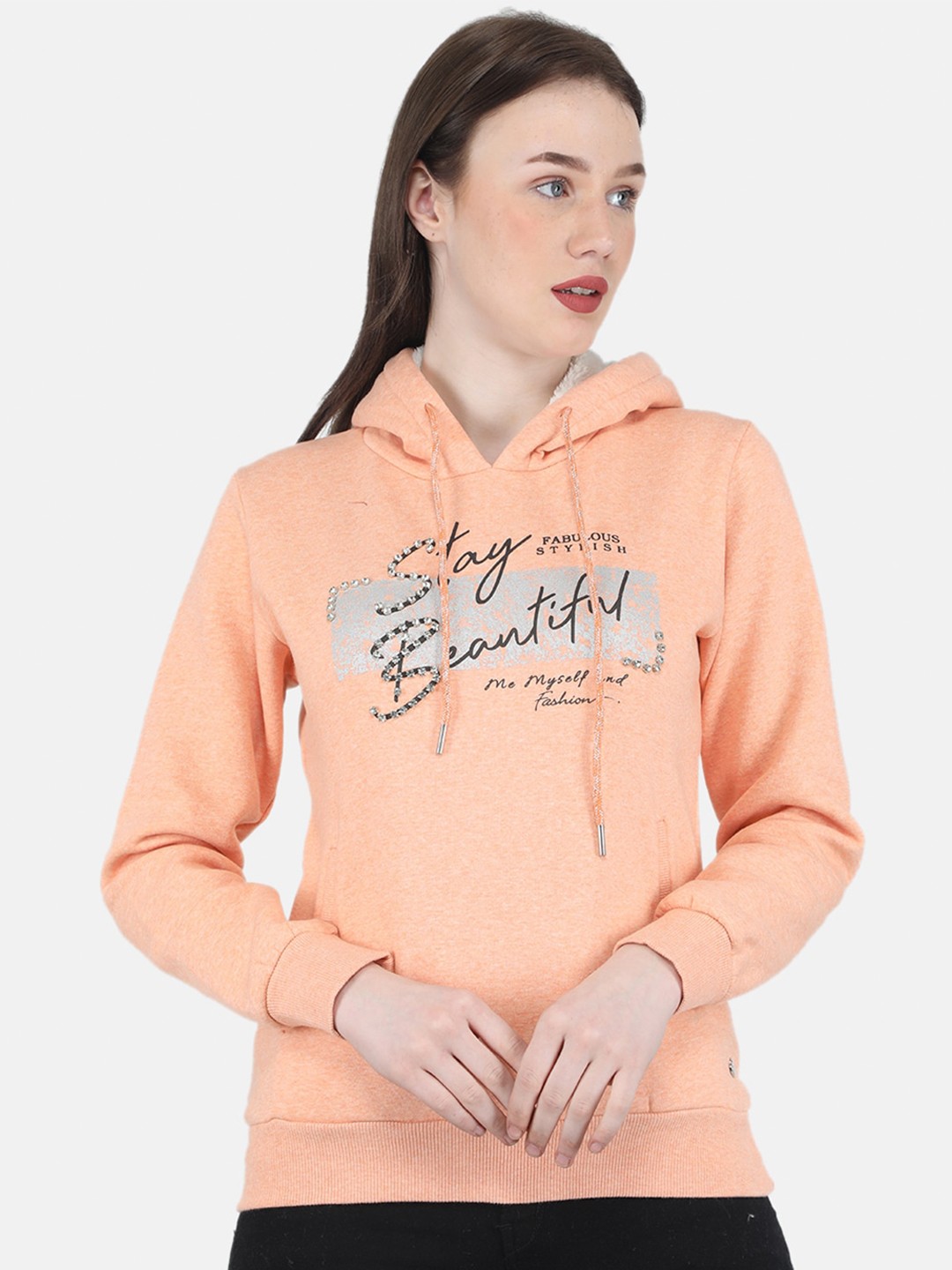 

Monte Carlo Women Peach-Coloured Printed Sweatshirt