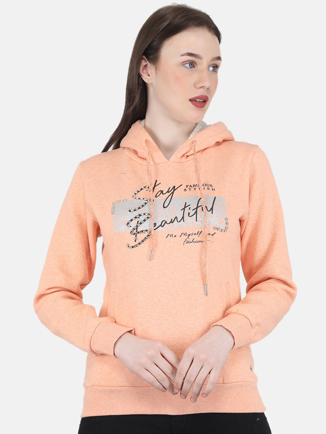 

Monte Carlo Women Peach-Coloured Printed Sweatshirt