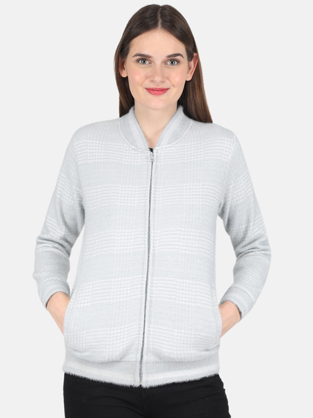 

Monte Carlo Women Blue Checked Sweatshirt