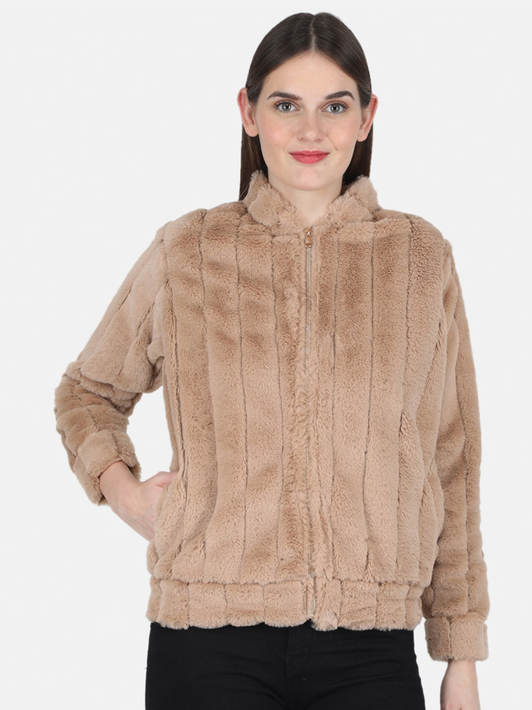 

Monte Carlo Women Beige Checked Sweatshirt