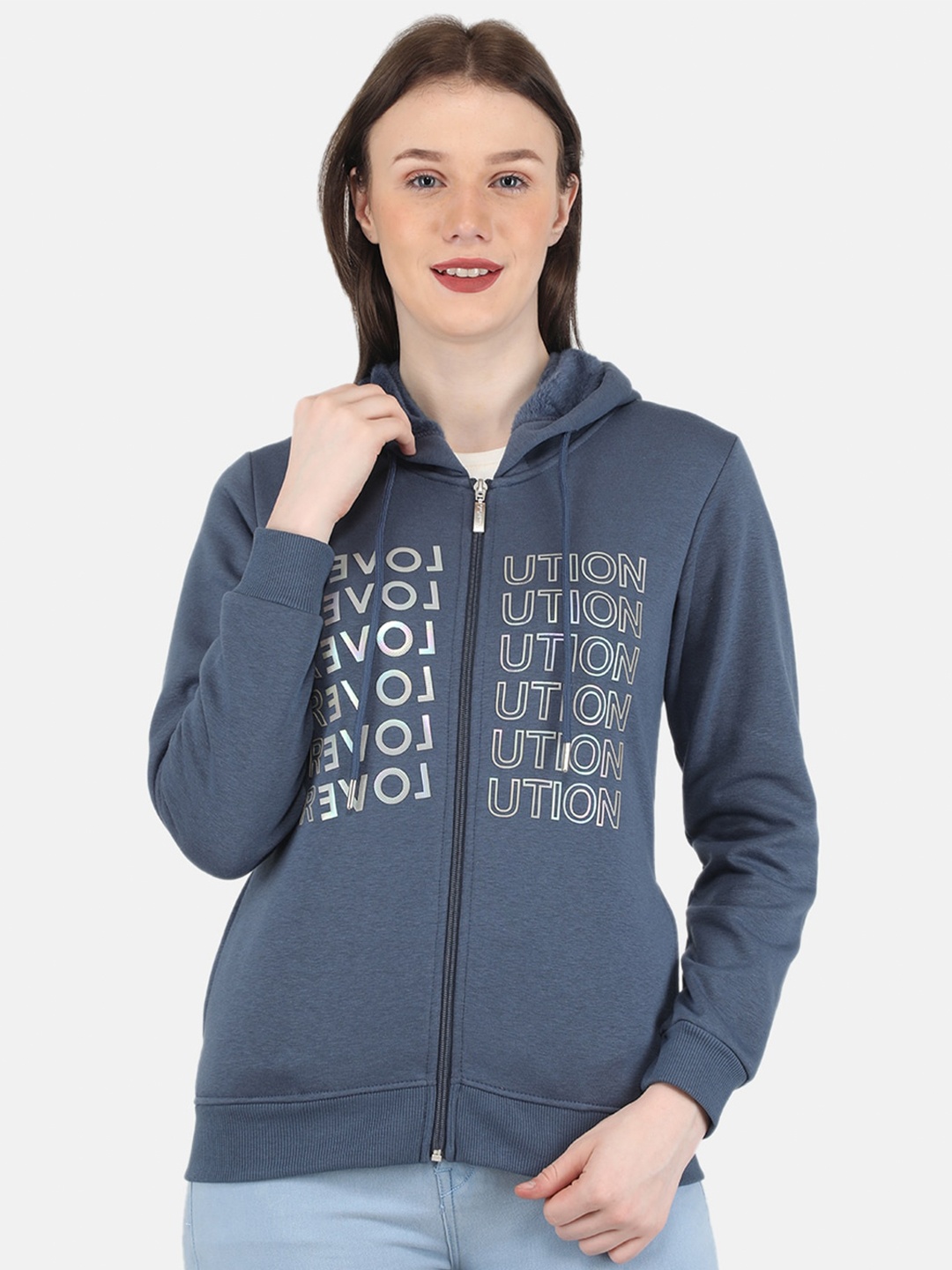 

Monte Carlo Women Blue Printed Sweatshirt