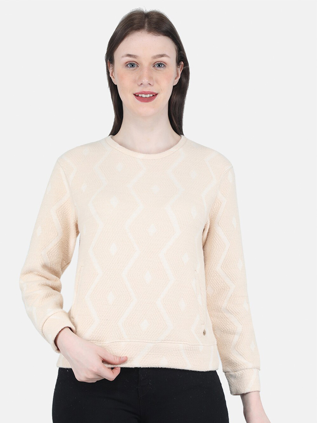

Monte Carlo Round Neck Cotton Sweatshirt, Beige