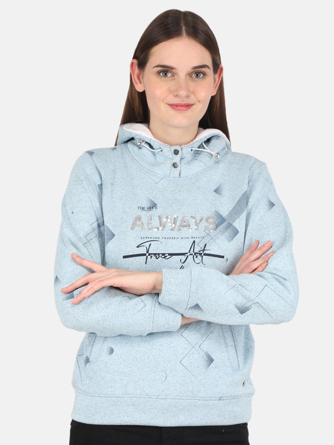 

Monte Carlo Women Blue Printed Sweatshirt