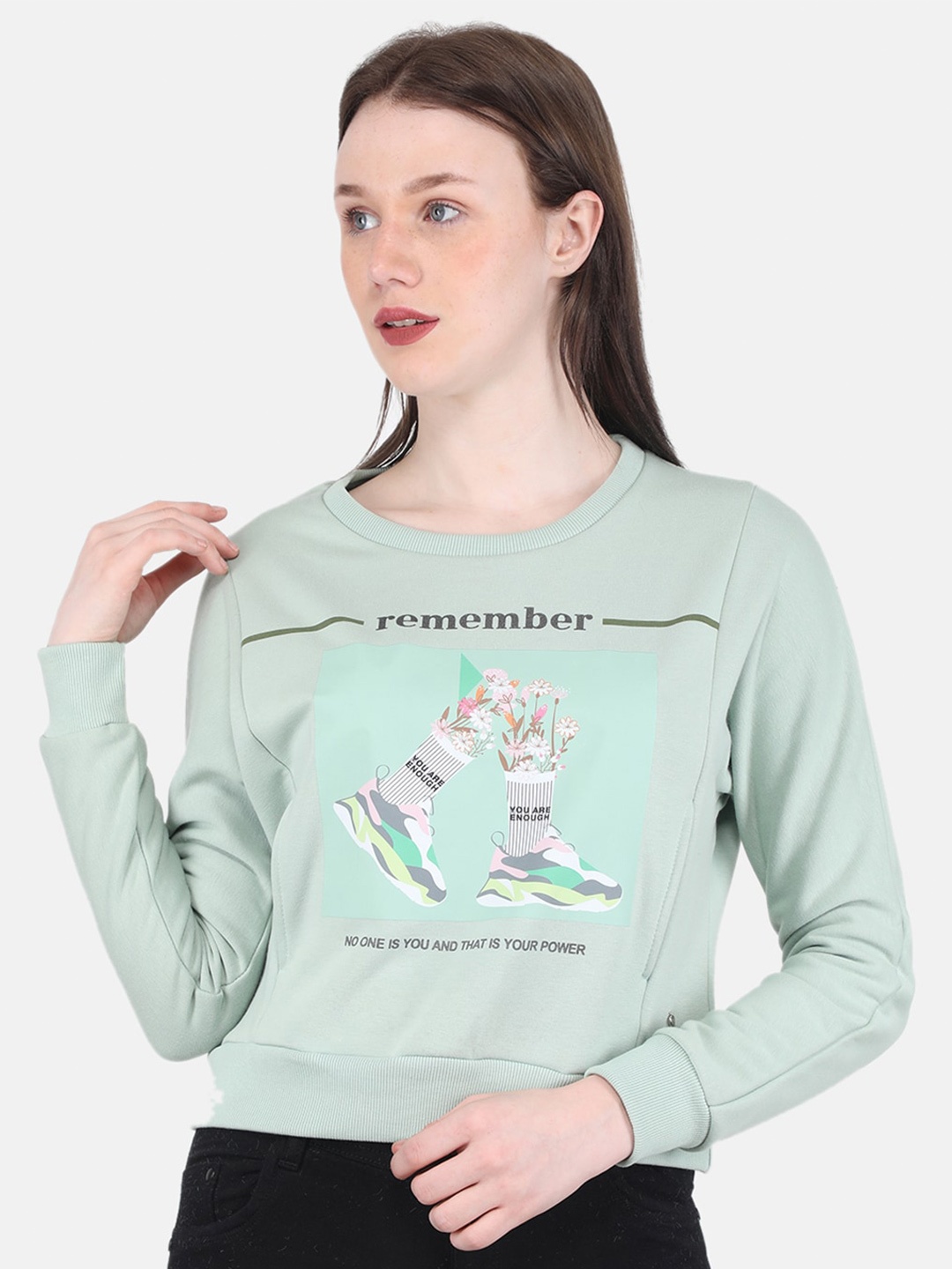 

Monte Carlo Women Green Printed Sweatshirt