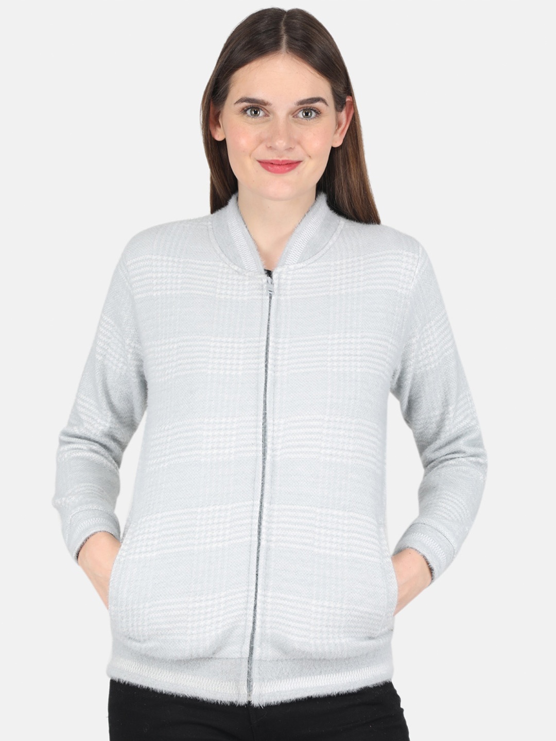 

Monte Carlo Women Blue Checked Sweatshirt