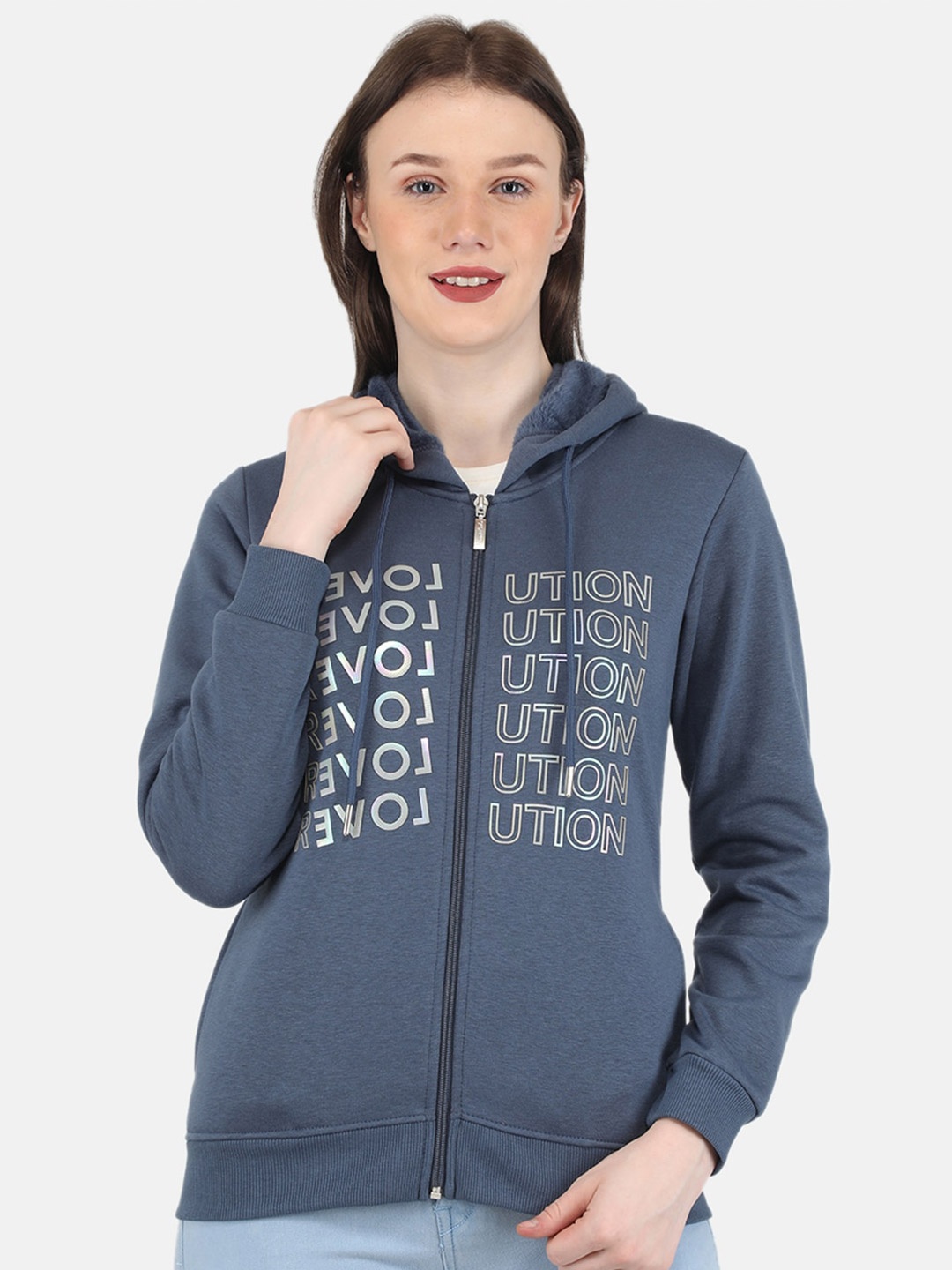 

Monte Carlo Women Blue Printed Sweatshirt