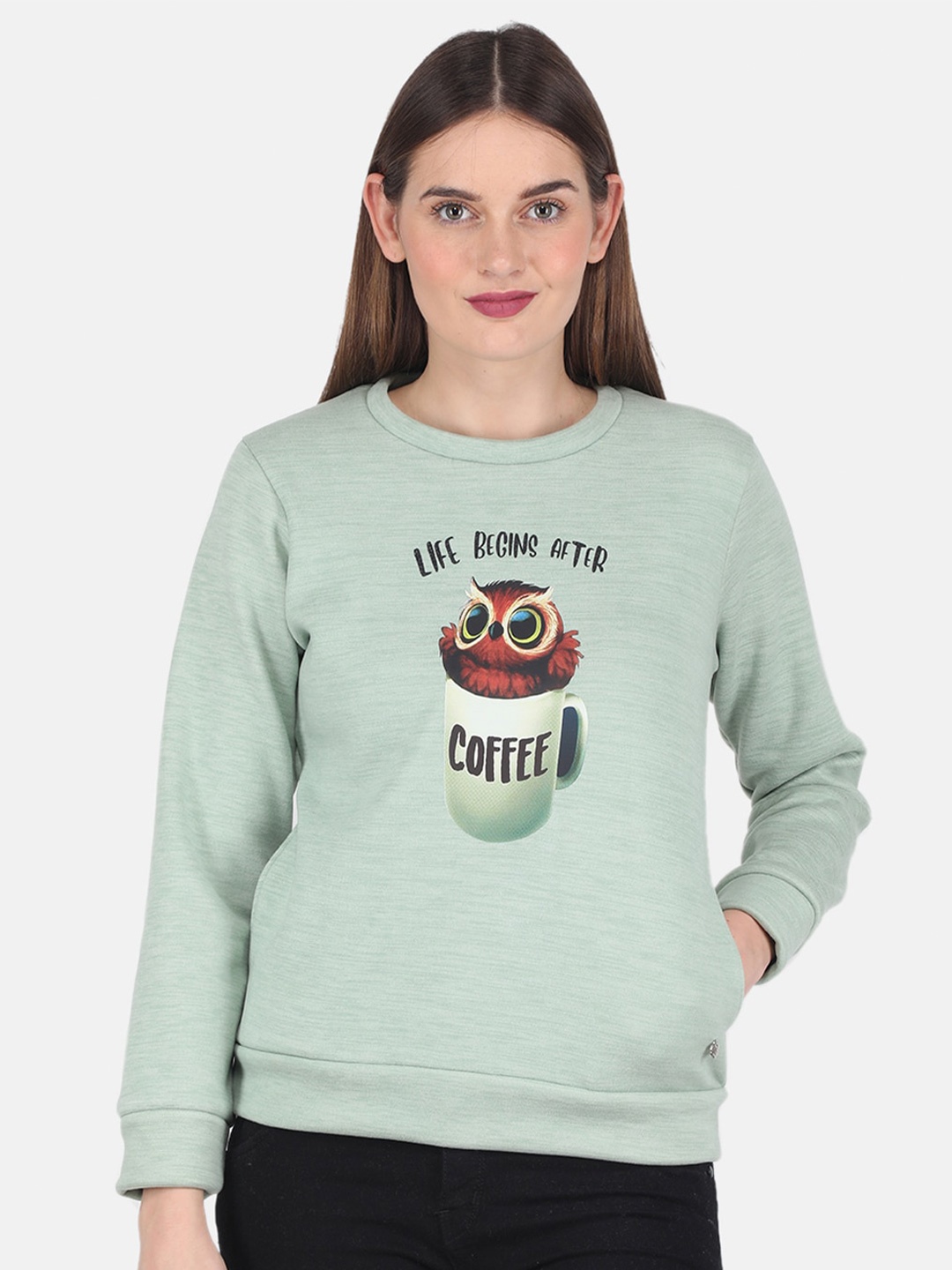 

Monte Carlo Women Green Printed Sweatshirt