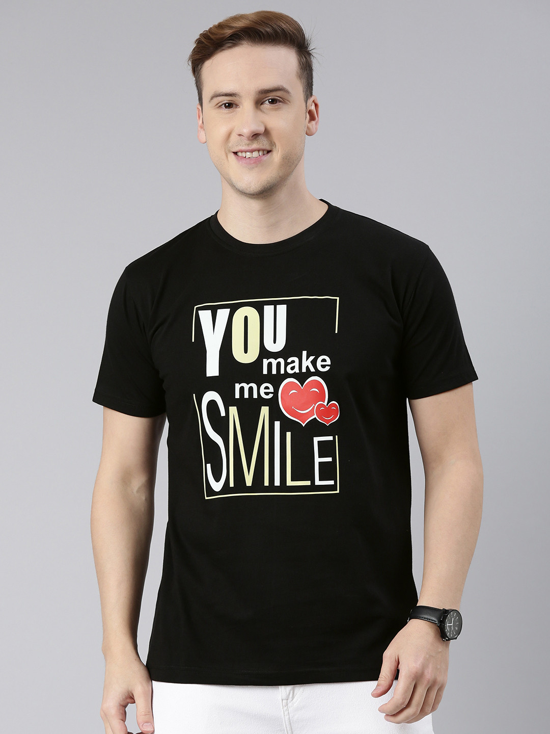 

BRATMA Men Black Typography Printed Pure Cotton T-shirt