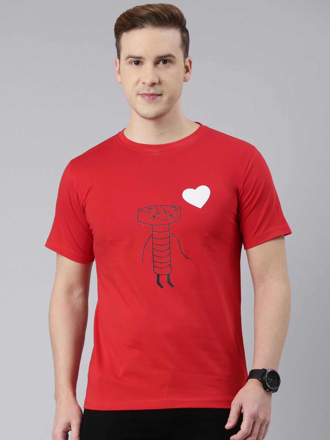 

BRATMA Men Graphic Printed T-shirt, Red