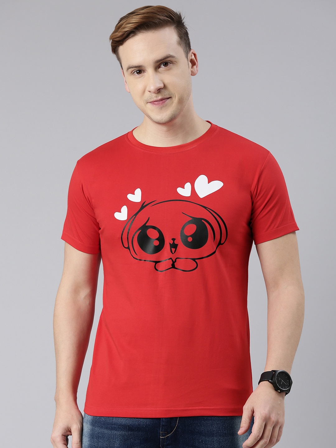 

BRATMA Men Graphic Printed T-shirt, Red