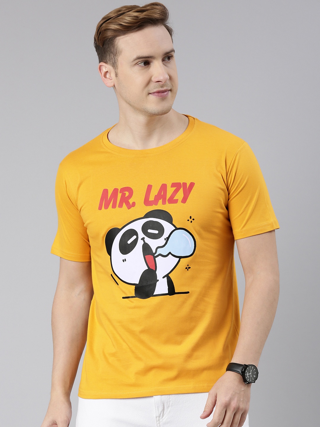 

BRATMA Men Graphic Printed T-shirt, Mustard