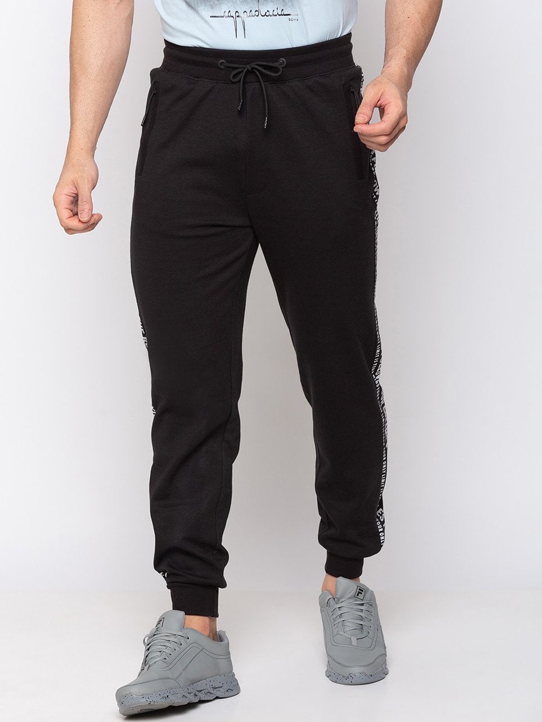 

Status Quo Men Black Typography Printed Cotton Joggers