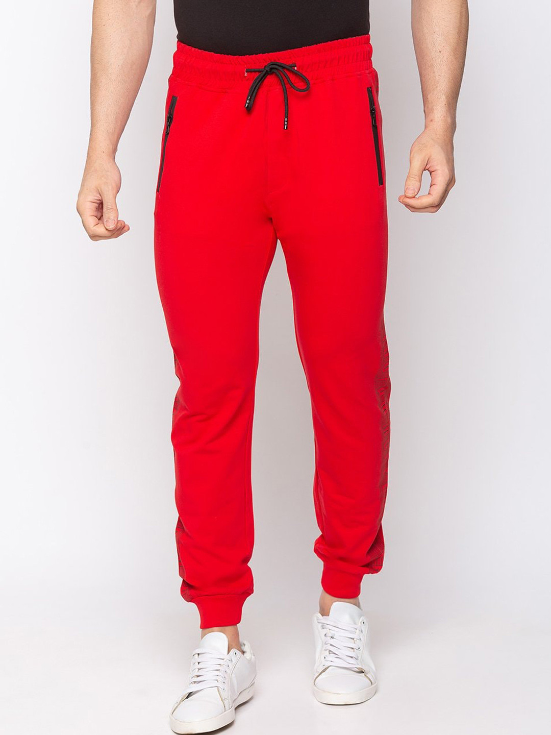 

Status Quo Men Red Typography Printed Cotton Joggers