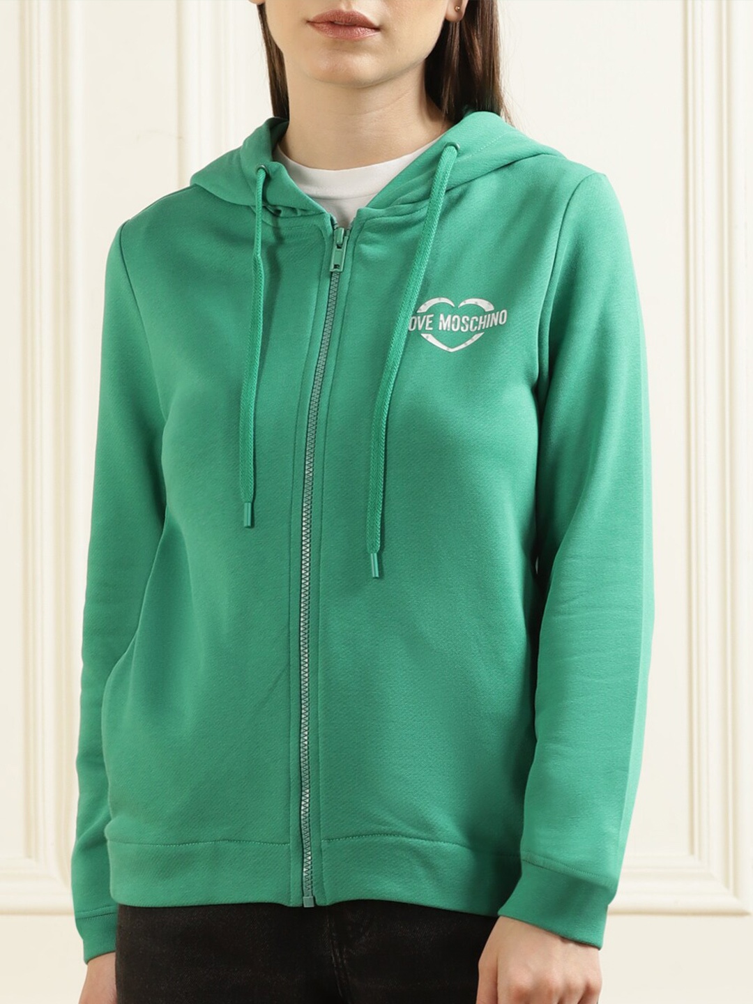

LOVE MOSCHINO Hooded Cotton Sweatshirt, Green