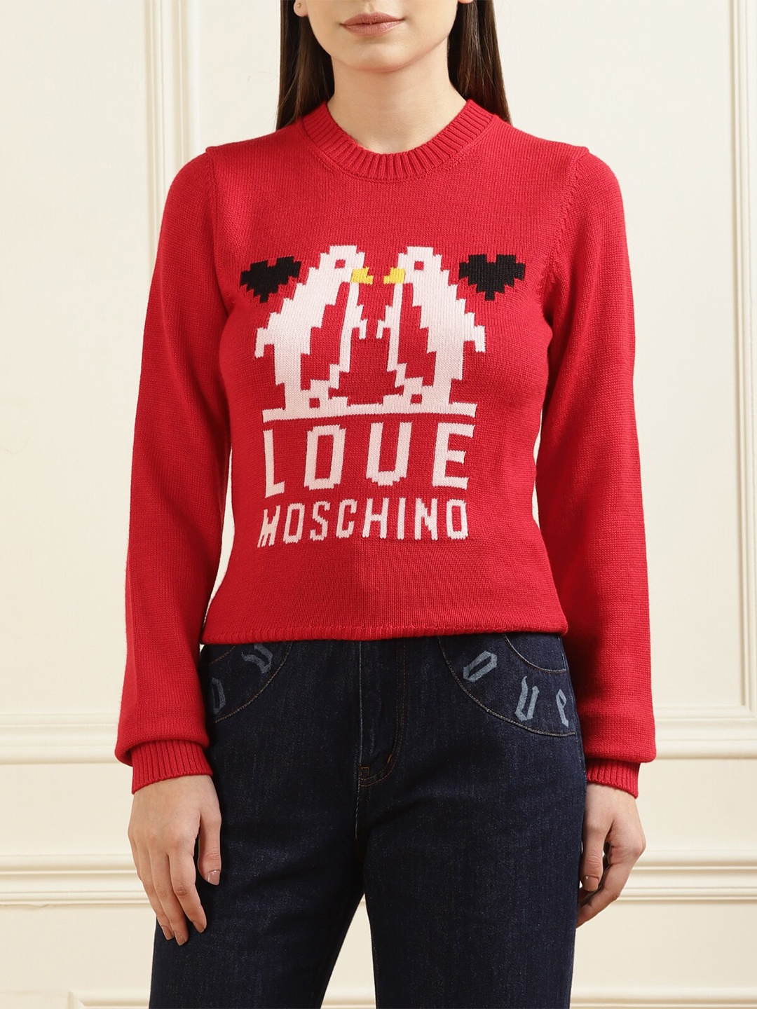 

LOVE MOSCHINO Women Red Printed Sweatshirt