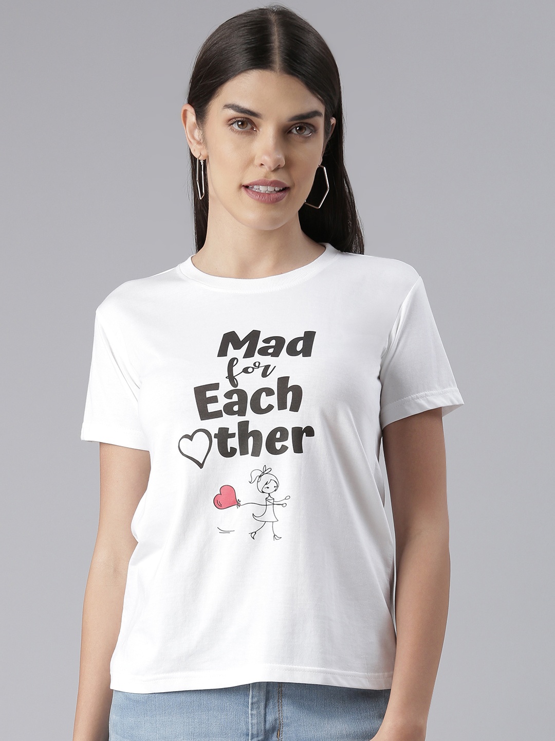 

BRATMA Women Typography Printed T-shirt, White