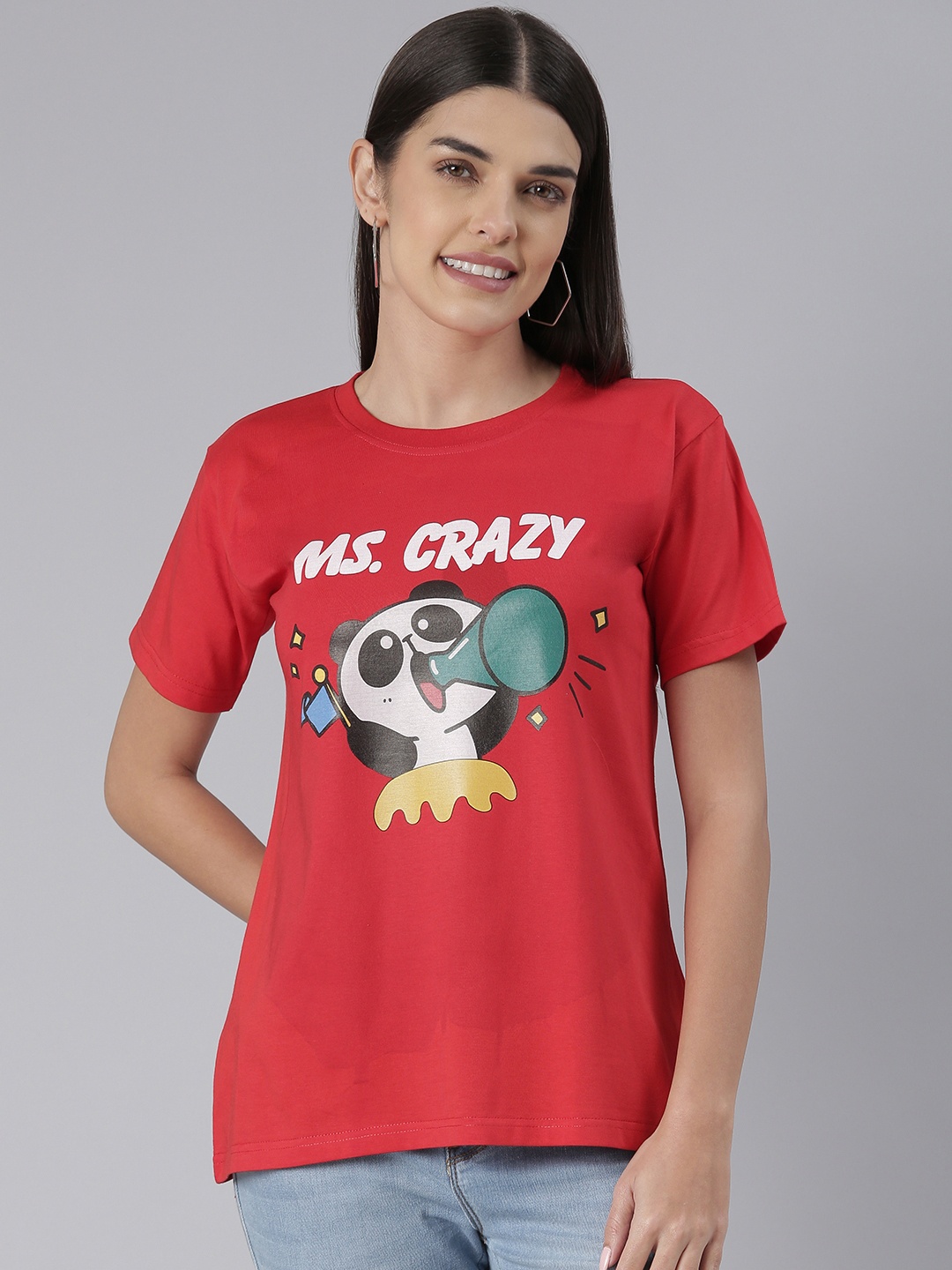 

BRATMA Women Graphic Printed T-shirt, Red