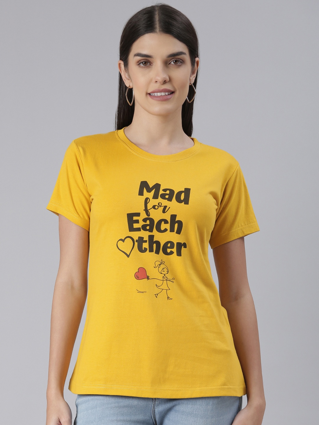 

BRATMA Women Typography Printed T-shirt, Mustard
