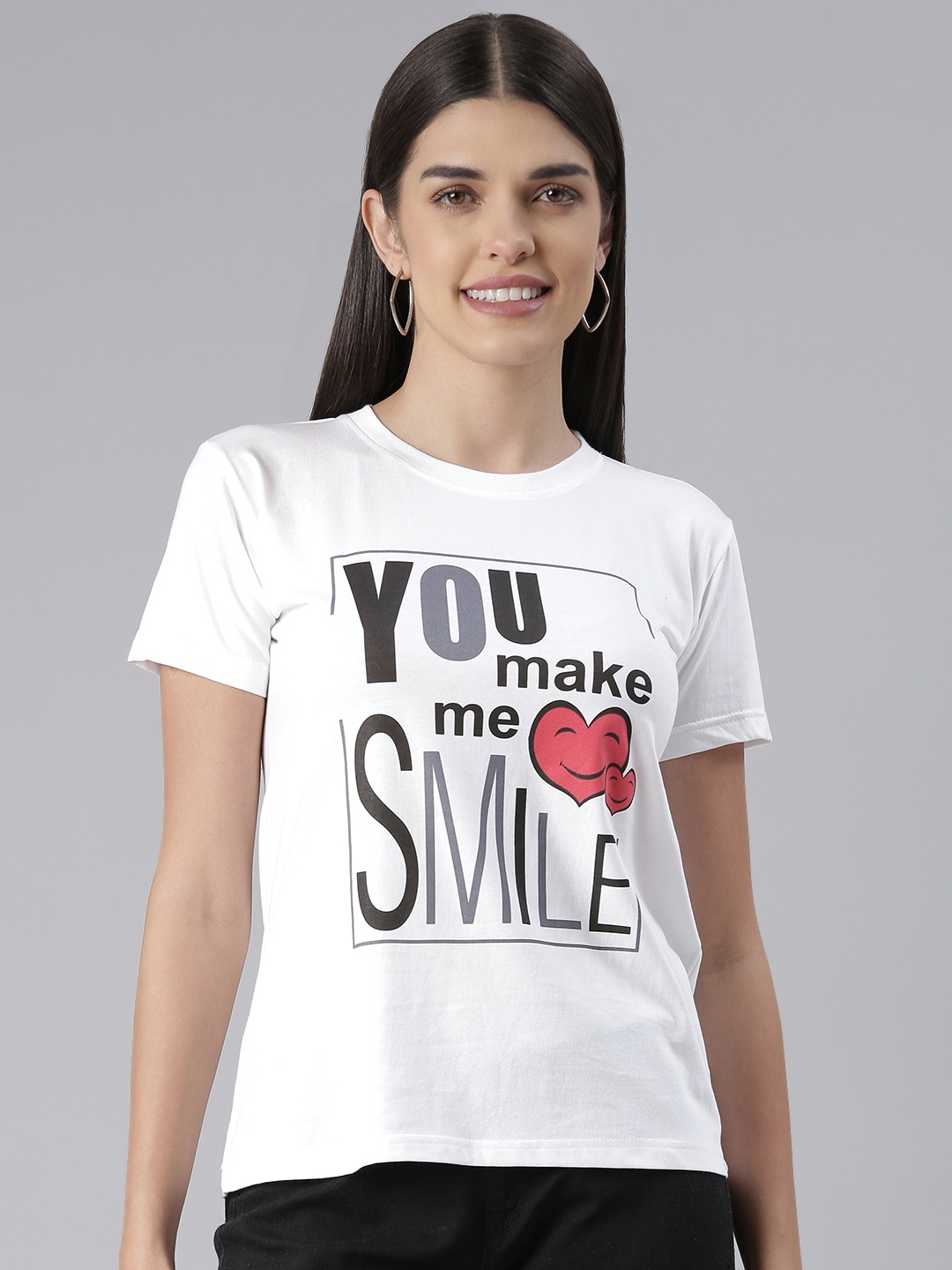 

BRATMA Women Typography Printed T-shirt, White