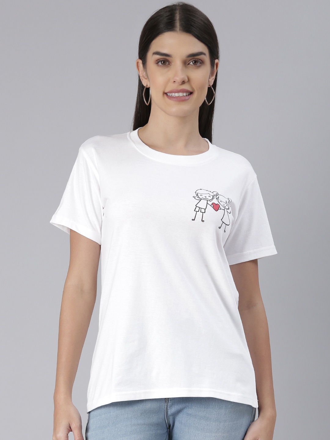 

BRATMA Women Graphic Printed T-shirt, White