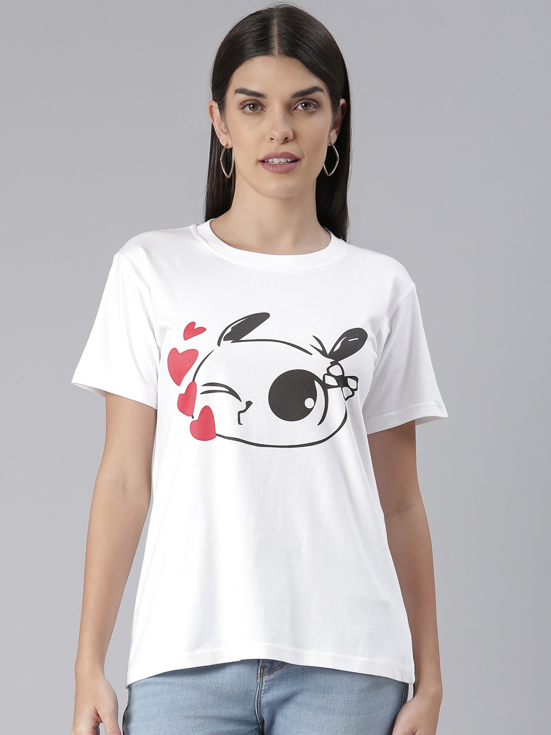 

BRATMA Women Graphic Printed T-shirt, White