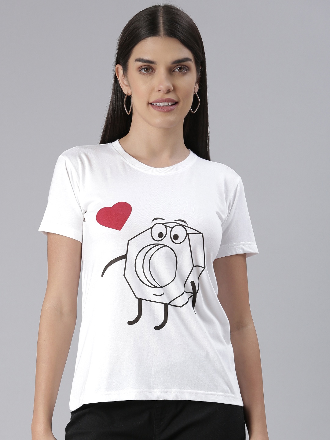 

BRATMA Women Graphic Printed T-shirt, White