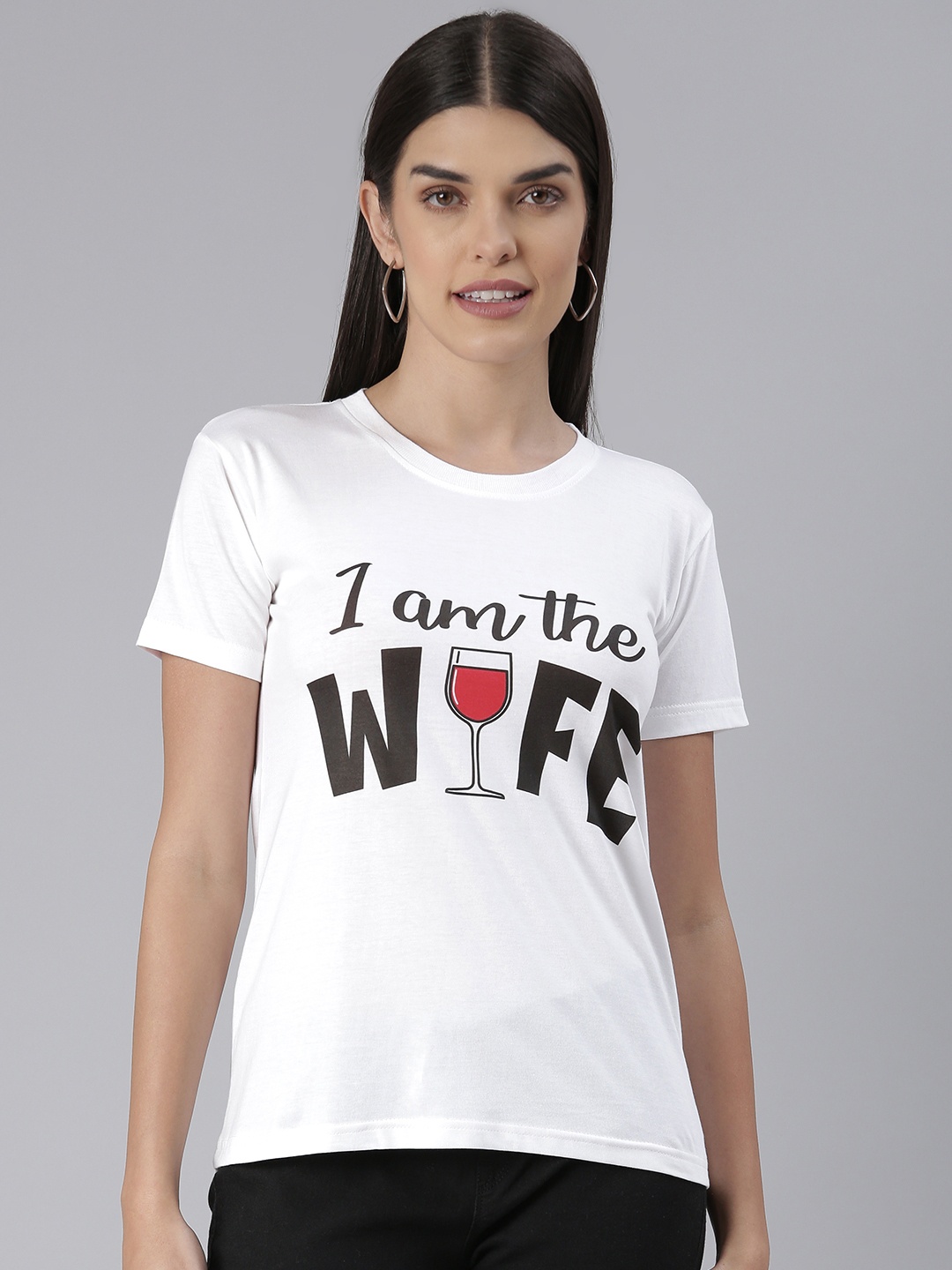 

BRATMA Women Typography Printed T-shirt, White
