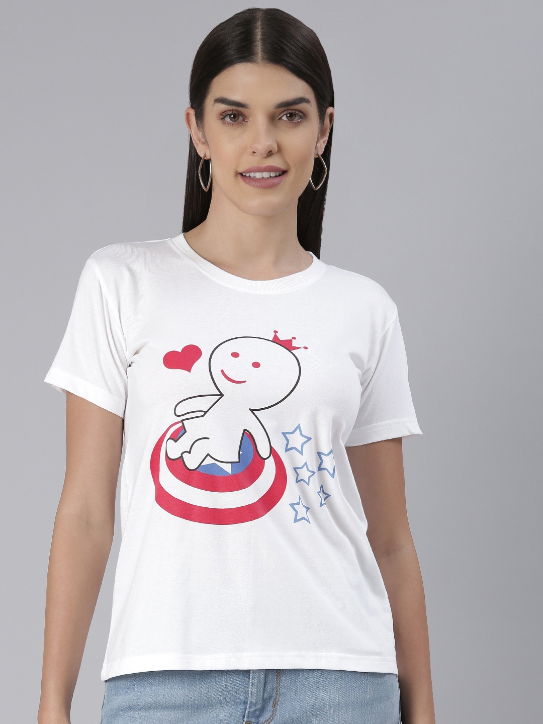 

BRATMA Women Graphic Printed T-shirt, White