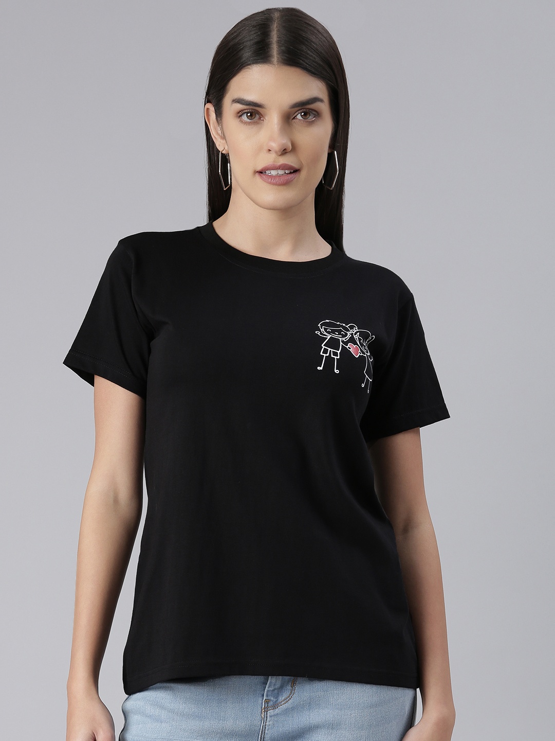 

BRATMA Women Graphic Printed T-shirt, Black