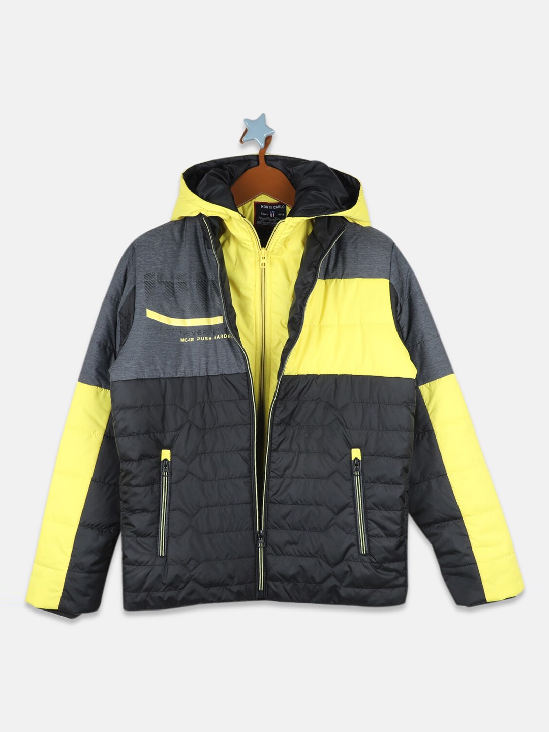 

Monte Carlo Boys Black Yellow Colourblocked Padded Jacket