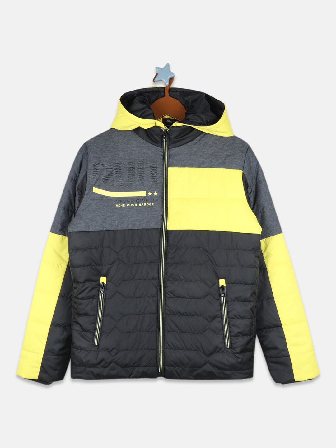 

Monte Carlo Boys Black Colourblocked Hooded Padded Jacket