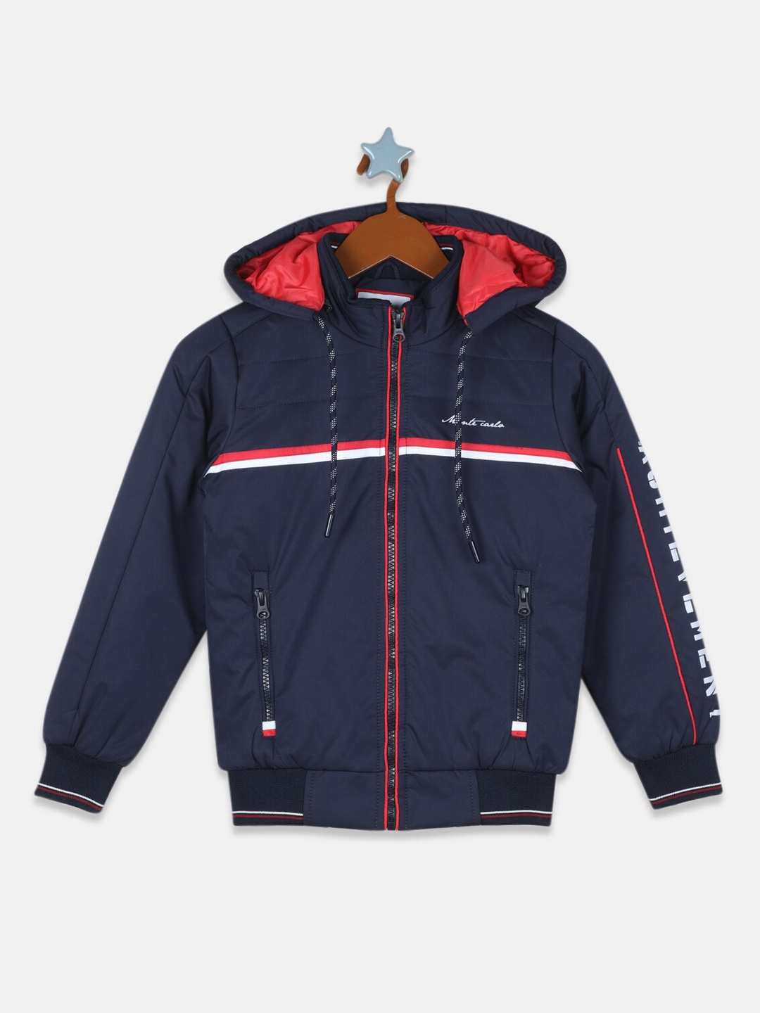 

Monte Carlo Boys Navy Blue Striped Bomber Jacket