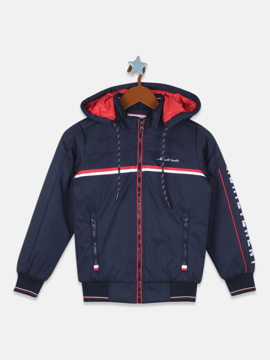 

Monte Carlo Boys Navy Blue Striped Bomber Jacket