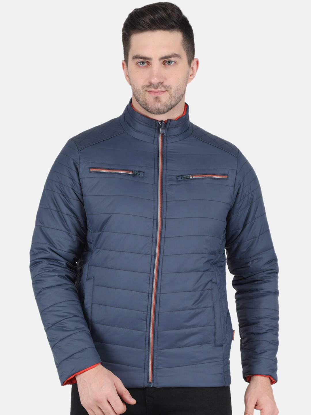 

Monte Carlo Men Navy Blue Solid Long Sleeves Padded Jacket