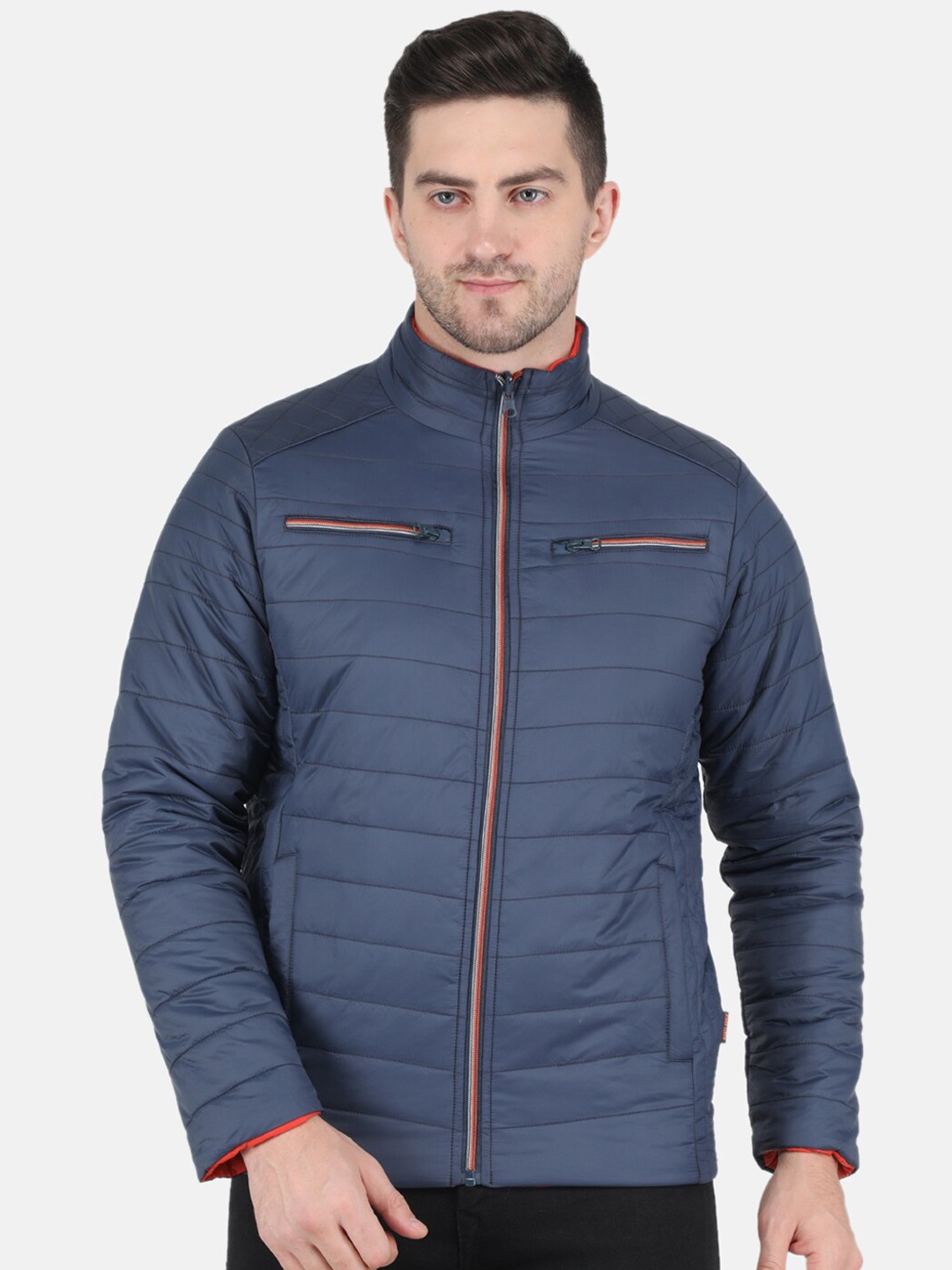 

Monte Carlo Men Navy Blue Solid Long Sleeves Padded Jacket